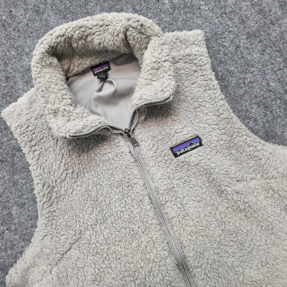 Patagonia Los Gatos Fleece Vest Womens Medium Gray Full Zip Sherpa Fuzzy Jacket